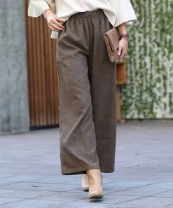 42POPS | Mocha Corduroy Pocket Wide-Leg Pants - Women