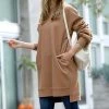 42POPS | Mocha Relaxed-Fit Crewneck Longline Pocket Sweatshirt - Women