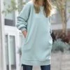 42POPS | Light Green Longline Crewneck Hi-Low Pocket Sweatshirt - Women