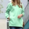 42POPS | Mint Green V-Neck Long-Sleeve Sweatshirt - Women