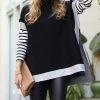 42POPS | Black Stripe-Side Mock Neck Hi-Low Sweater - Women