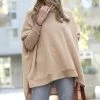 42POPS | Ash Mocha Melange Cowl Neck Long-Sleeve Hi-Low Sweater - Women
