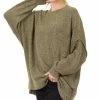42POPS | Dark Olive Melange Drop-Shoulder Crewneck Sweater - Women