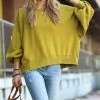 42POPS | Olive Mustard Drop-Shoulder Hi-Low Sweatshirt - Women