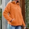 42POPS | Butter Orange Sherpa Half-Zip Pocket Pullover - Women