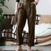 42POPS | Americano Faux Leather Pleated Pocket Straight-Leg Pants - Women
