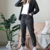 42POPS | Charcoal Mineral-Wash Zip-Up Hoodie & Joggers - Women