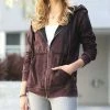 42POPS | Dark Burgundy Mineral-Wash Zip-Up Pocket Hoodie - Women