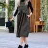 42POPS | Ash Gray Corduroy Sleeveless Midi Dress - Women