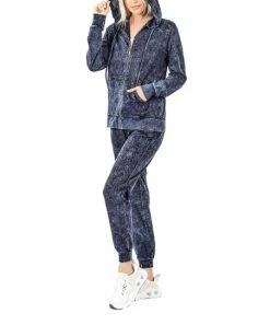 42POPS | Sapphire Mineral-Wash Zip-Up Hoodie & Joggers - Women