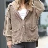 42POPS | Mocha Button-Up Drop-Shoulder Long-Sleeve Hi-Low Pocket Jacket - Women