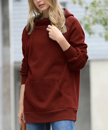 42POPS | Fired Brick Side-Tie Raglan-Sleeve Longline Hoodie - Women