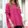 42POPS | Heather Magenta Melange Hi-Low Pocket Sweater - Women