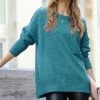 42POPS | Heather Teal Melange Hi-Low Pocket Sweater - Women