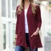 42POPS | Dark Burgundy Pocket Open Cardigan - Women