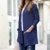 42POPS | Light Navy Pocket Open Cardigan - Women