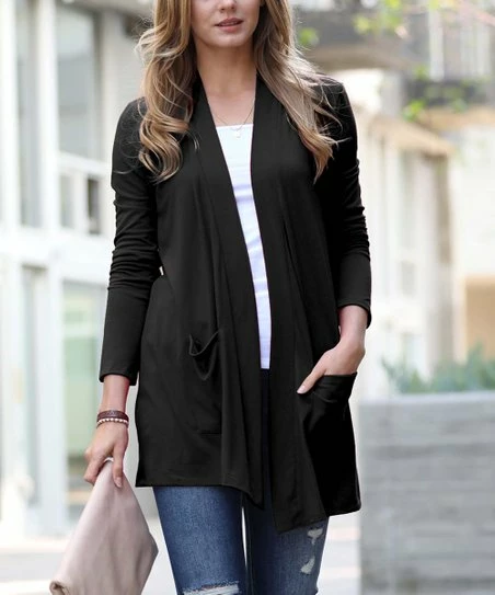 42POPS | Black Slouchy Pocket Open Cardigan - Women