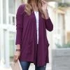 42POPS | Dark Plum Pocket Open Cardigan - Women
