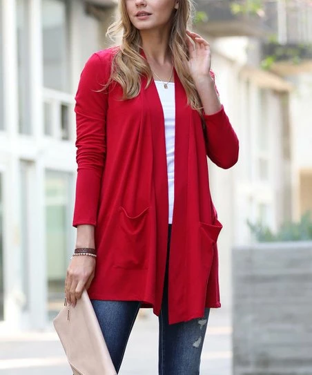 42POPS | Burgundy Slouchy Pocket Open Cardigan - Women
