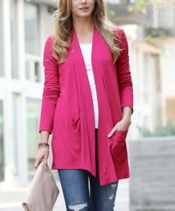 42POPS | Fuchsia Slouchy Pocket Open Cardigan - Women