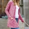 42POPS | Cranberry Leopard Pocket Open Cardigan - Women