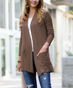 42POPS | Brown Pocket Open Cardigan - Women