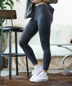 42POPS | Charcoal Mineral Wash Leggings - Women