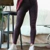 42POPS | Dark Burgundy Mineral Wash Wide-Waist Moto Leggings - Women