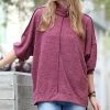 42POPS | Dark Burgundy Melange Hacci Mock Neck Sweater - Women