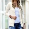 42POPS | Cream Ribbed Snap Cardigan - Women