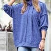 42POPS | Bright Blue Melange Front-Seam Mock Neck Long-Sleeve Sweater - Women