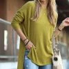 42POPS | Olive Mustard Thermal Waffle Crewneck Long-Sleeve Hi-Low Tunic - Women