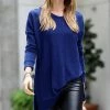 42POPS | Light Navy Thermal Waffle Crewneck Long-Sleeve Sweater - Women