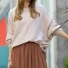 42POPS | Heather Beige Raw-Seam Crewneck Long-Sleeve Oversize Sweater - Women