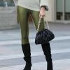 42POPS | Army Green Faux Leather High-Waist Leggings - Women