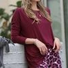42POPS | Dark Burgundy Dolman Long-Sleeve Tunic - Women