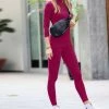 42POPS | Magenta Mock Neck Long-Sleeve Top & Leggings - Women