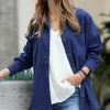 42POPS | Light Navy Corduroy Oversize Button-Up Long-Sleeve Shacket - Women