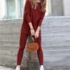 42POPS | Dark Rust Crewneck Long-Sleeve Top & Leggings - Women