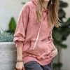 42POPS | Dark Rust Acid Wash Pocket Raglan Hoodie - Women