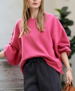 42POPS | Rose Oversize Crewneck Balloon-Sleeve Sweatshirt - Women