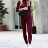 42POPS | Dark Burgundy Mock Neck Long-Sleeve Top & Leggings - Women