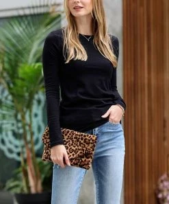 42POPS | Black Crewneck Long-Sleeve Top - Women