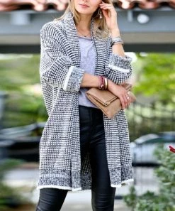 42POPS | Blue & Off-White Abstract Longline Open Cardigan - Women