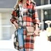 42POPS | Latte & Rust Plaid Pocket Button-Up Coat - Women