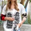 42POPS | White & Black Zebra Color-Block Cardigan - Women