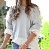 42POPS | Gray & White Color Block Crewneck Sweater - Women