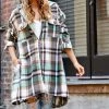 42POPS | White & Green Plaid Pocket Zip-Up Hooded Coat - Women
