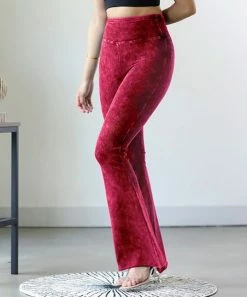 42POPS | Neon Rose Mineral Wash Raw-Edge High-Waist Yoga Pants - Women