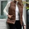 42POPS | Mocha Zip-Up Quilted Pocket Vest - Women
